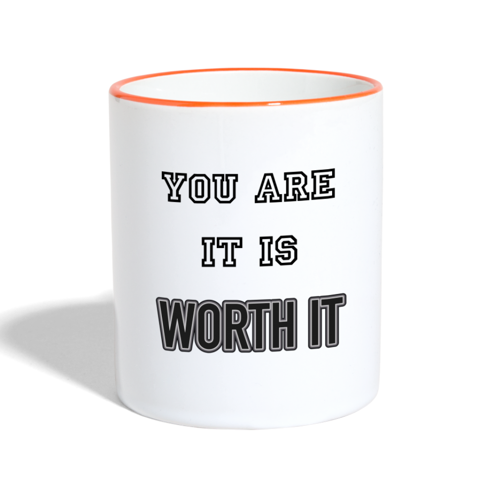 Worth it - Tasse zweifarbig 325 ml - Weiß/Orange