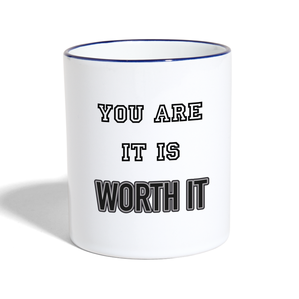 Worth it - Tasse zweifarbig 325 ml - Weiß/Kobaltblau