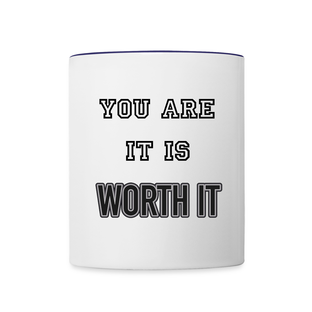 Worth it - Tasse zweifarbig 325 ml - Weiß/Kobaltblau