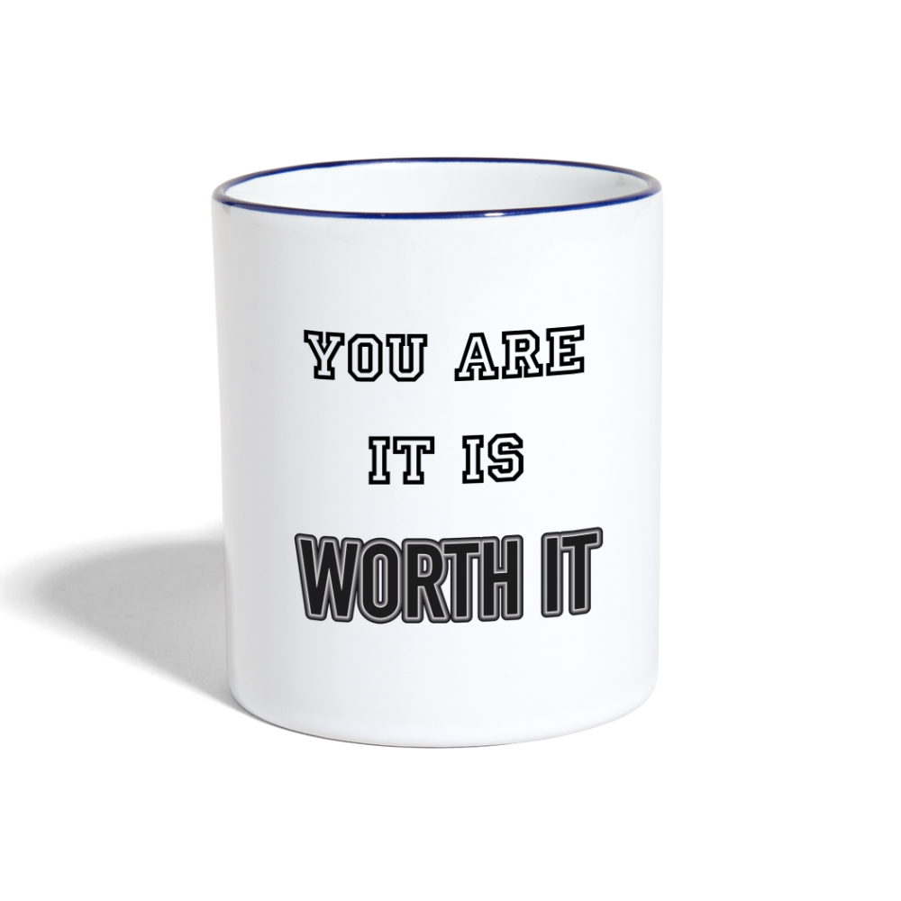 Worth it - Tasse zweifarbig 325 ml - Weiß/Kobaltblau