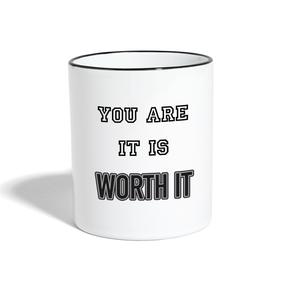 Worth it - Tasse zweifarbig 325 ml - Weiß/Schwarz
