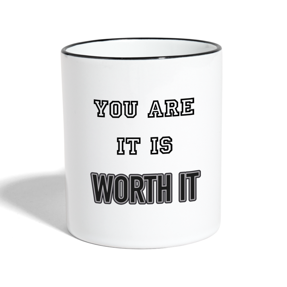 Worth it - Tasse zweifarbig 325 ml - Weiß/Schwarz