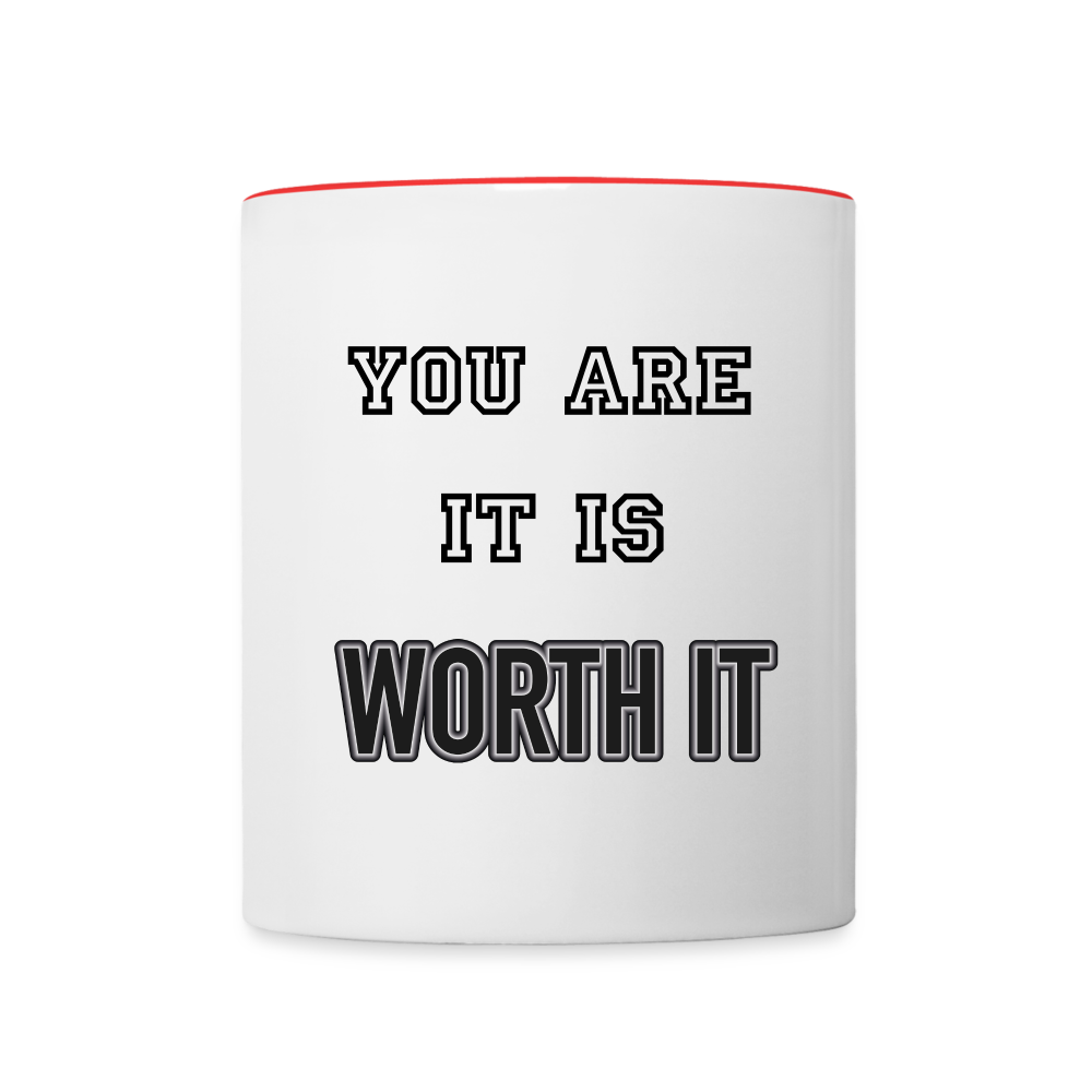 Worth it - Tasse zweifarbig 325 ml - Weiß/Rot