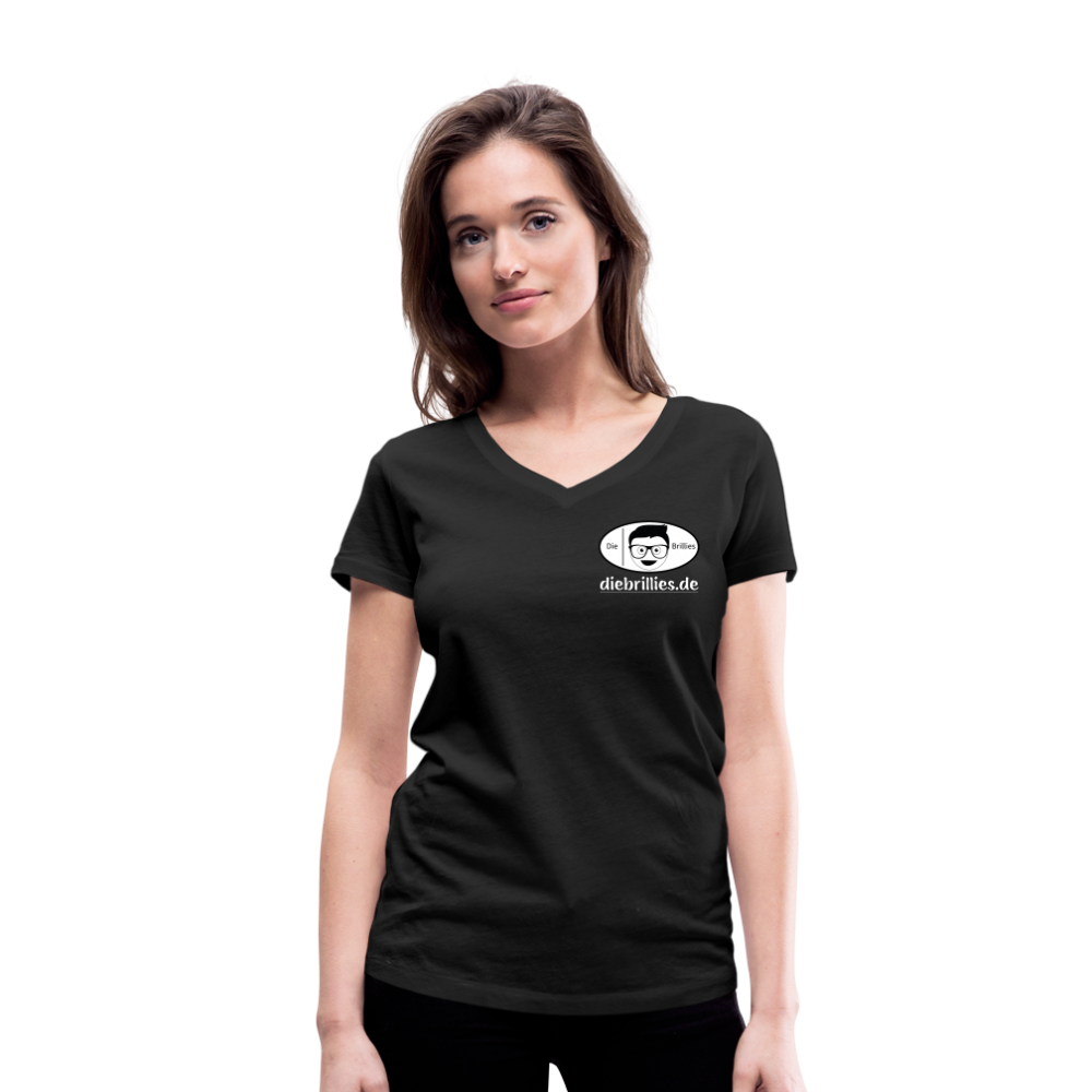 Die Brillies Fanedition - Frauen T-Shirt mit V-Ausschnitt aus 100% Bio-Baumwolle - Schwarz