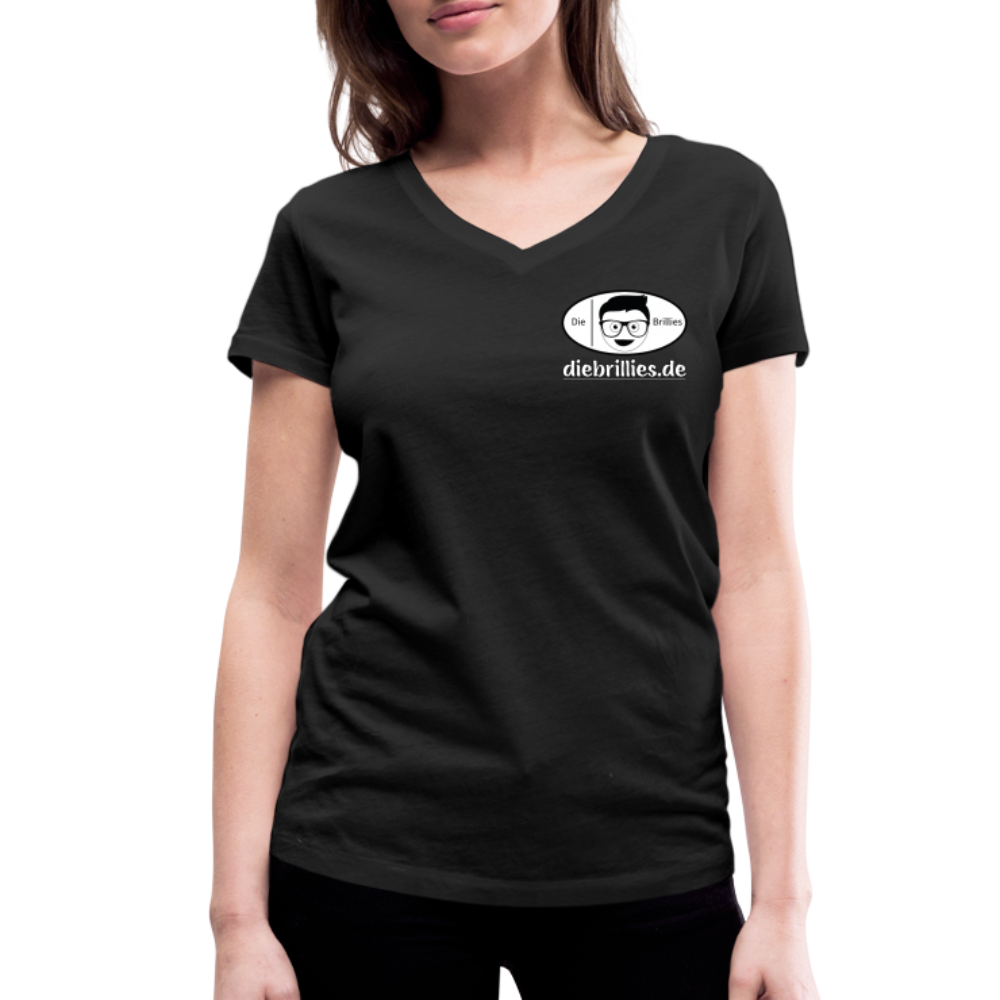 Die Brillies Fanedition - Frauen T-Shirt mit V-Ausschnitt aus 100% Bio-Baumwolle - Schwarz