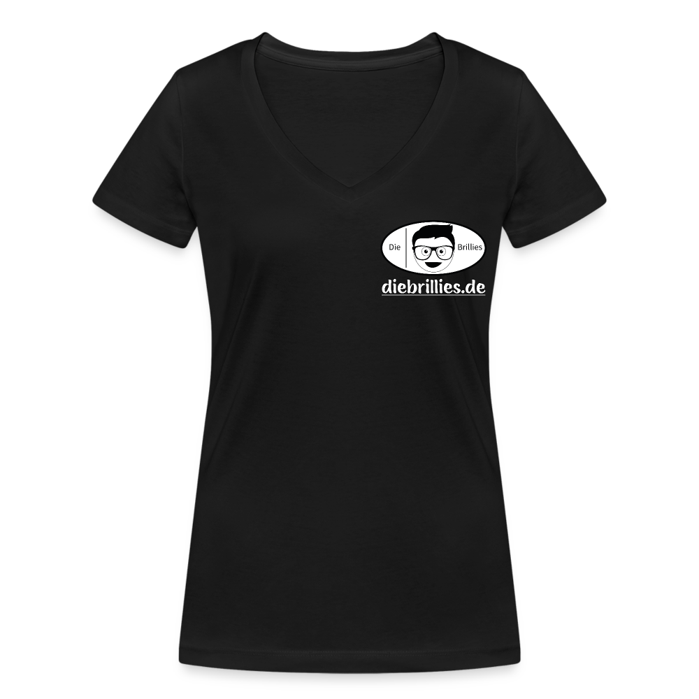 Die Brillies Fanedition - Frauen T-Shirt mit V-Ausschnitt aus 100% Bio-Baumwolle - Schwarz