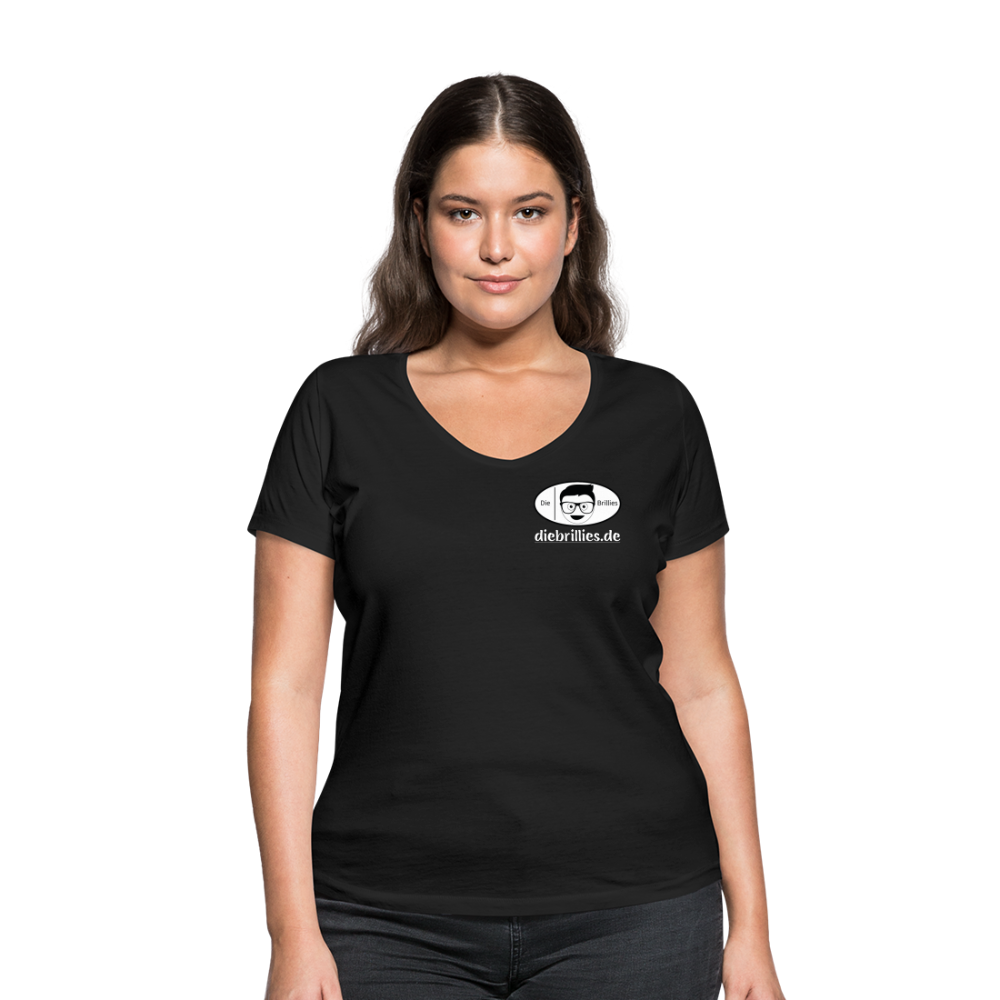 Die Brillies Fanedition - Frauen T-Shirt mit V-Ausschnitt aus 100% Bio-Baumwolle - Schwarz
