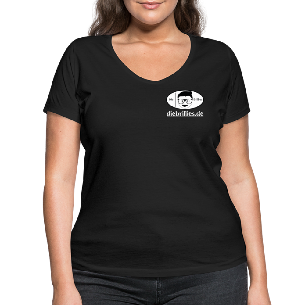 Die Brillies Fanedition - Frauen T-Shirt mit V-Ausschnitt aus 100% Bio-Baumwolle - Schwarz
