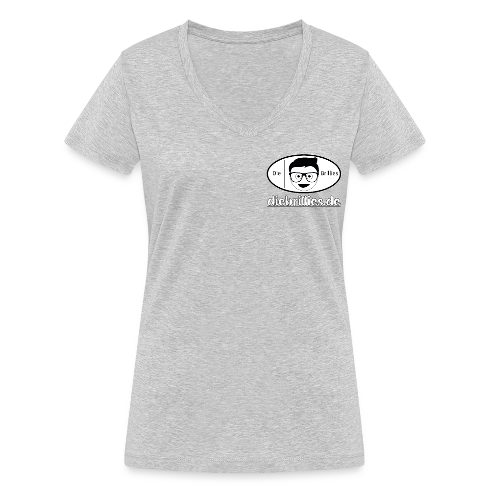 Die Brillies Fanedition - Frauen T-Shirt mit V-Ausschnitt aus 100% Bio-Baumwolle - Grau meliert