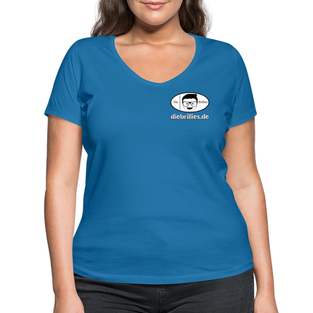Die Brillies Fanedition - Frauen T-Shirt mit V-Ausschnitt aus 100% Bio-Baumwolle - Pfauenblau