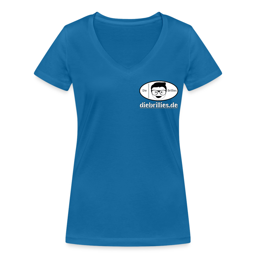 Die Brillies Fanedition - Frauen T-Shirt mit V-Ausschnitt aus 100% Bio-Baumwolle - Pfauenblau