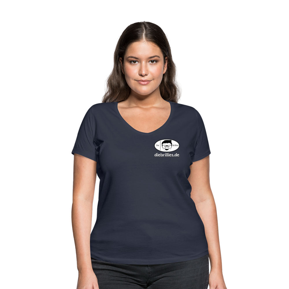 Die Brillies Fanedition - Frauen T-Shirt mit V-Ausschnitt aus 100% Bio-Baumwolle - Navy