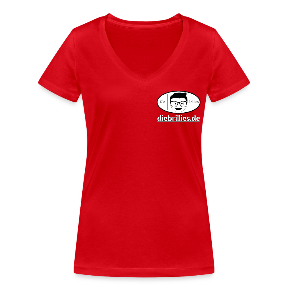 Die Brillies Fanedition - Frauen T-Shirt mit V-Ausschnitt aus 100% Bio-Baumwolle - Rot