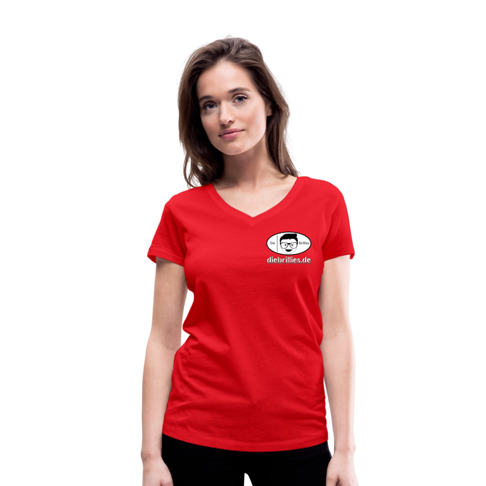 Die Brillies Fanedition - Frauen T-Shirt mit V-Ausschnitt aus 100% Bio-Baumwolle - Rot