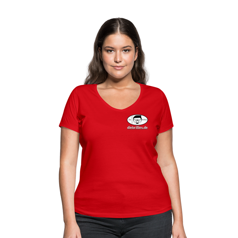 Die Brillies Fanedition - Frauen T-Shirt mit V-Ausschnitt aus 100% Bio-Baumwolle - Rot