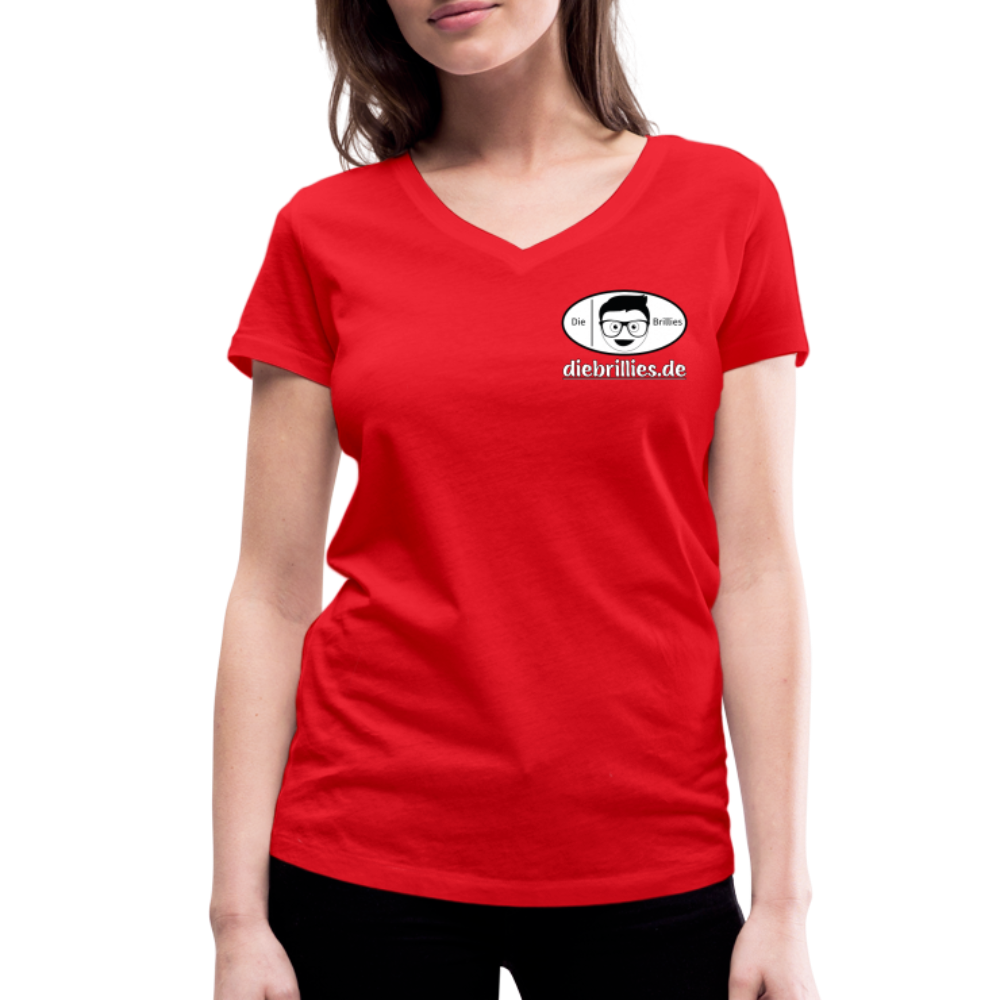 Die Brillies Fanedition - Frauen T-Shirt mit V-Ausschnitt aus 100% Bio-Baumwolle - Rot
