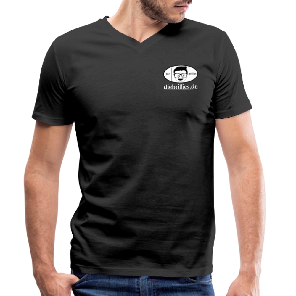 Die Brillies Fanedition - Männer T-Shirt mit V-Ausschnitt aus 100% Bio-Baumwolle - Schwarz