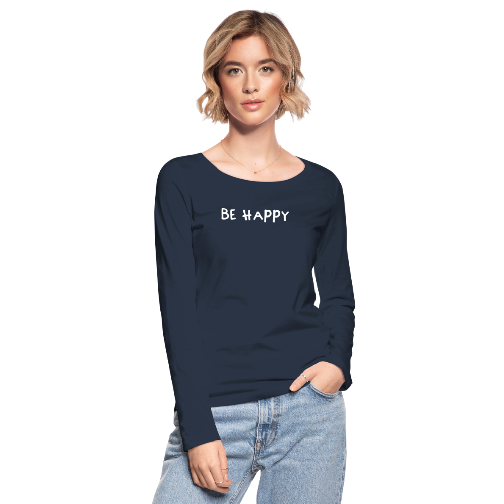 Be Happy - Frauen Langarmshirt aus 100% Bio-Baumwolle - Navy