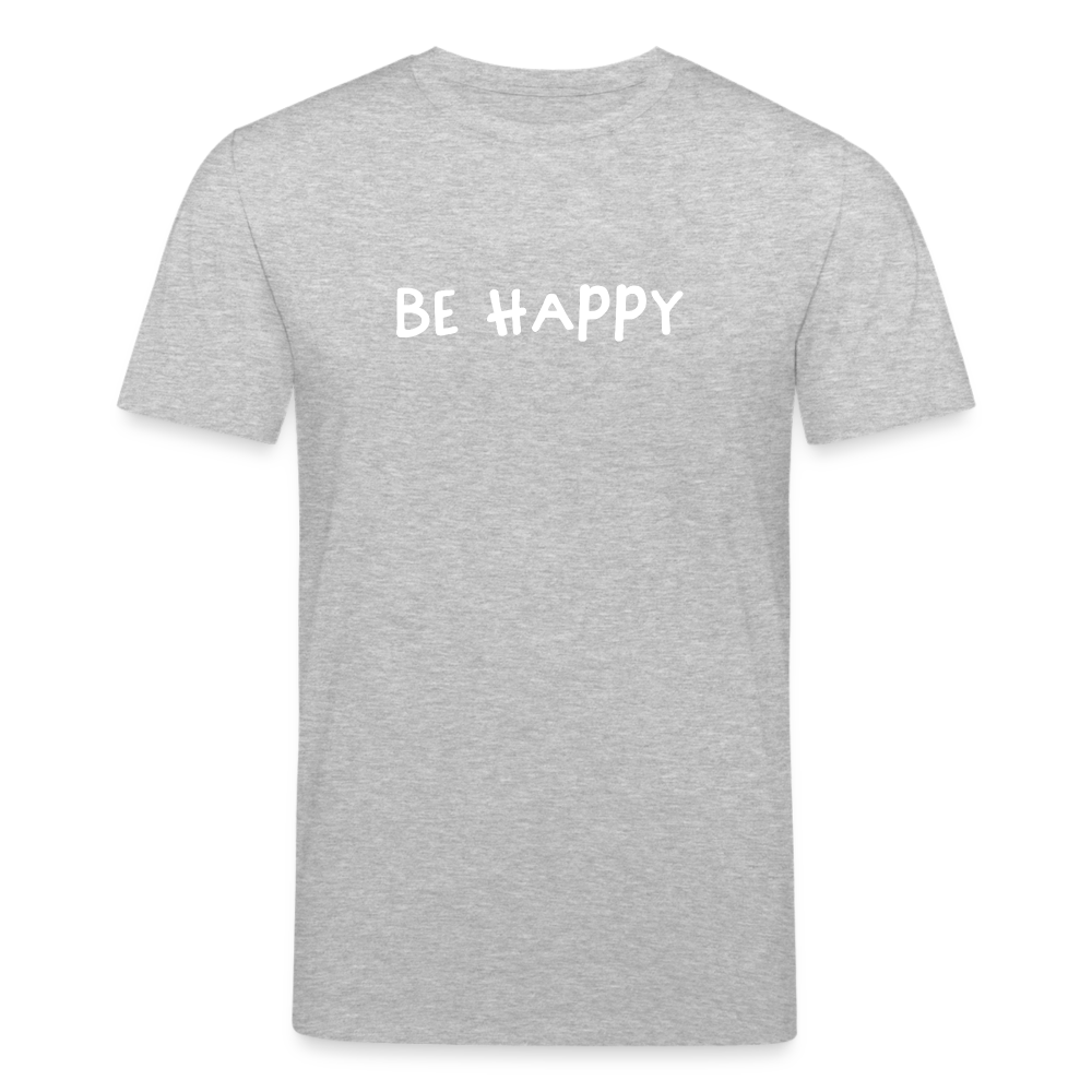 Be Happy - Männer T-Shirt aus 100% Bio-Baumwolle - Grau meliert