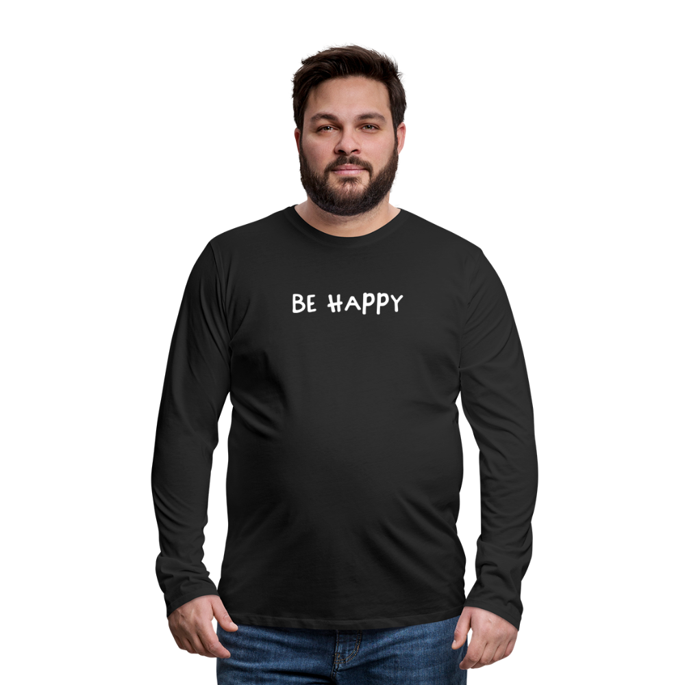 Be Happy - Männer Langarmshirt - Schwarz