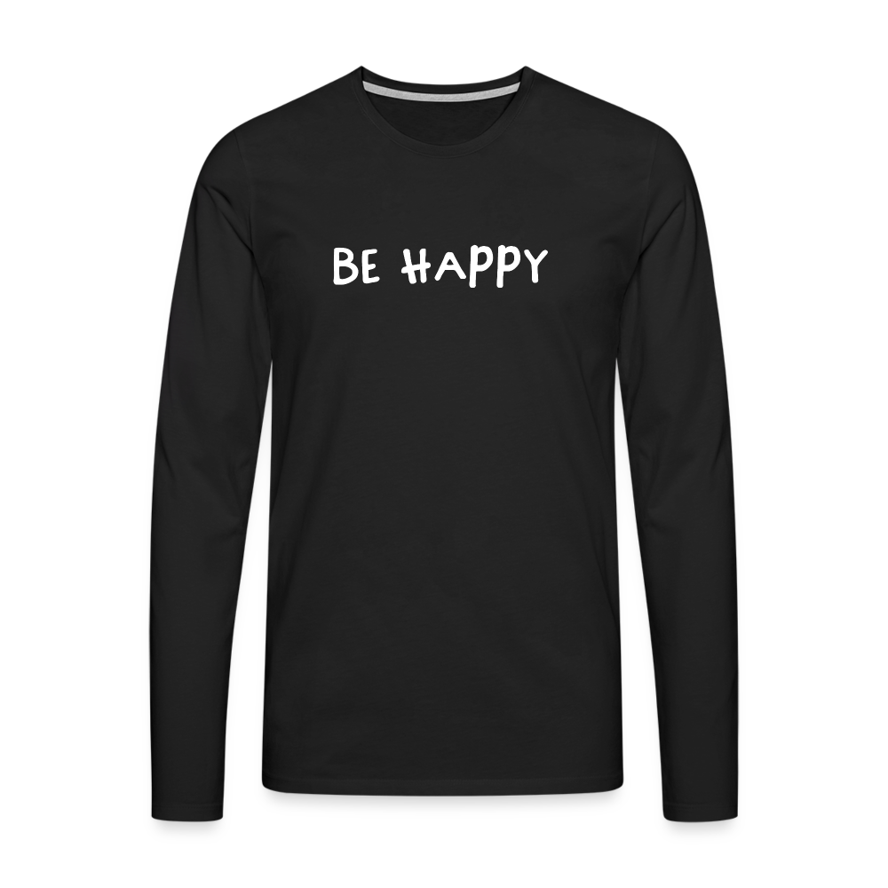 Be Happy - Männer Langarmshirt - Schwarz