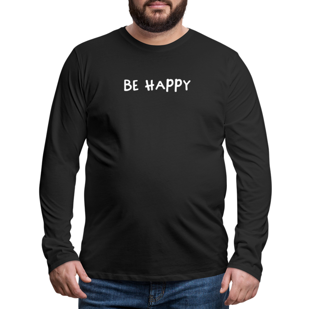 Be Happy - Männer Langarmshirt - Schwarz