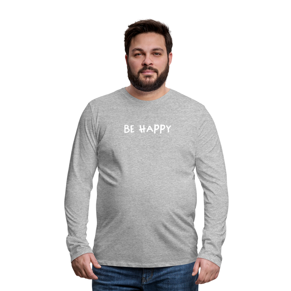 Be Happy - Männer Langarmshirt - Grau meliert