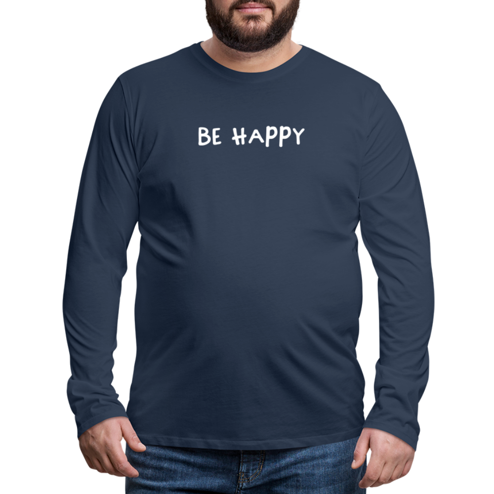 Be Happy - Männer Langarmshirt - Navy