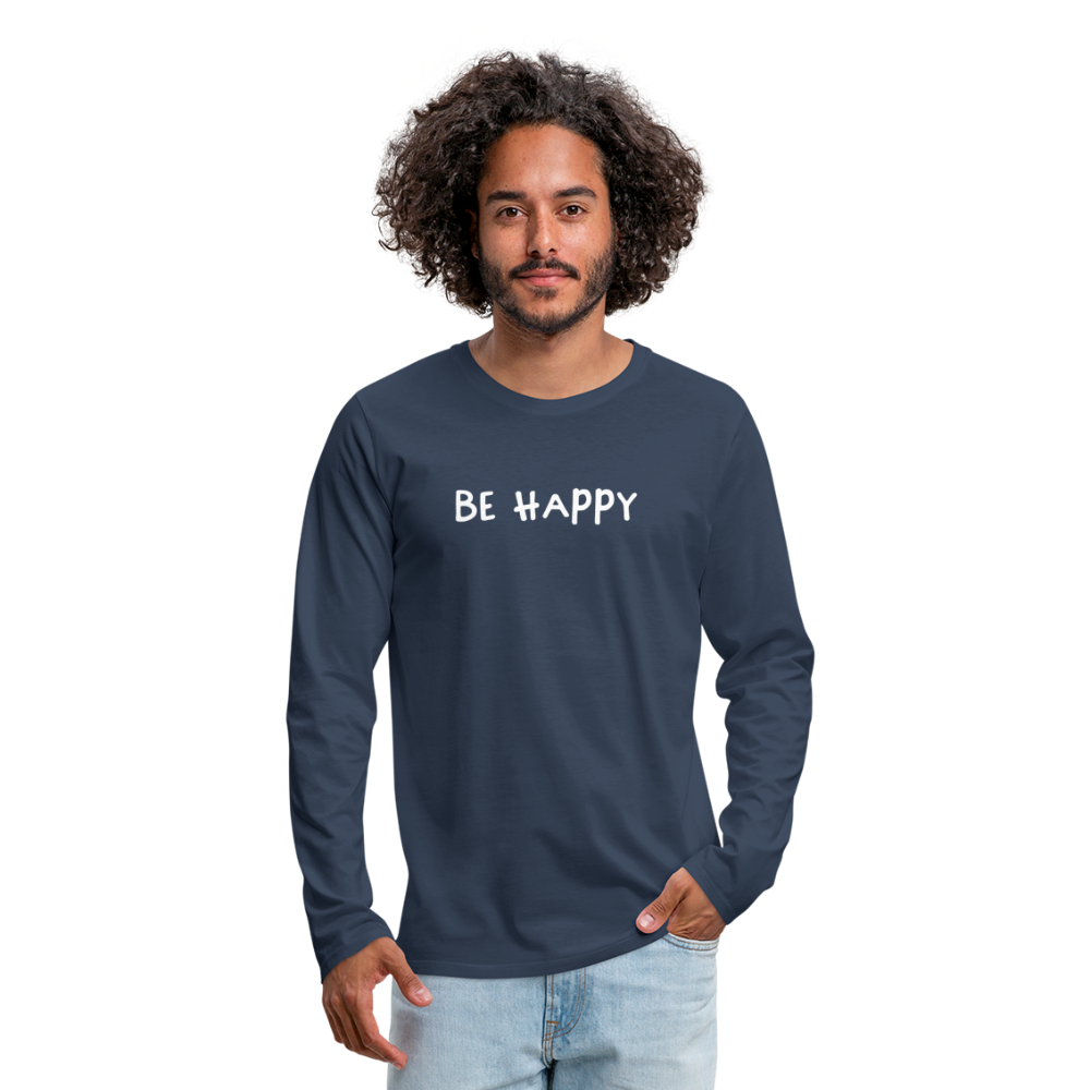 Be Happy - Männer Langarmshirt - Navy