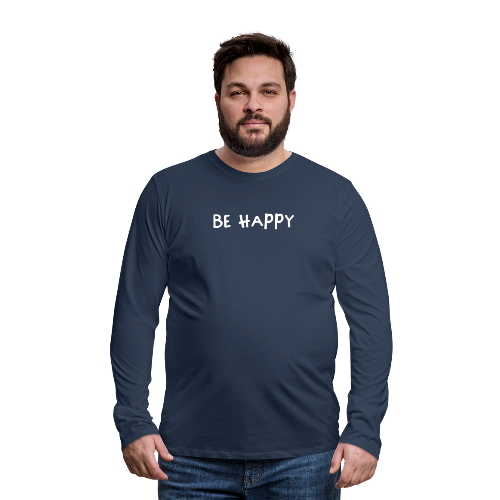 Be Happy - Männer Langarmshirt - Navy