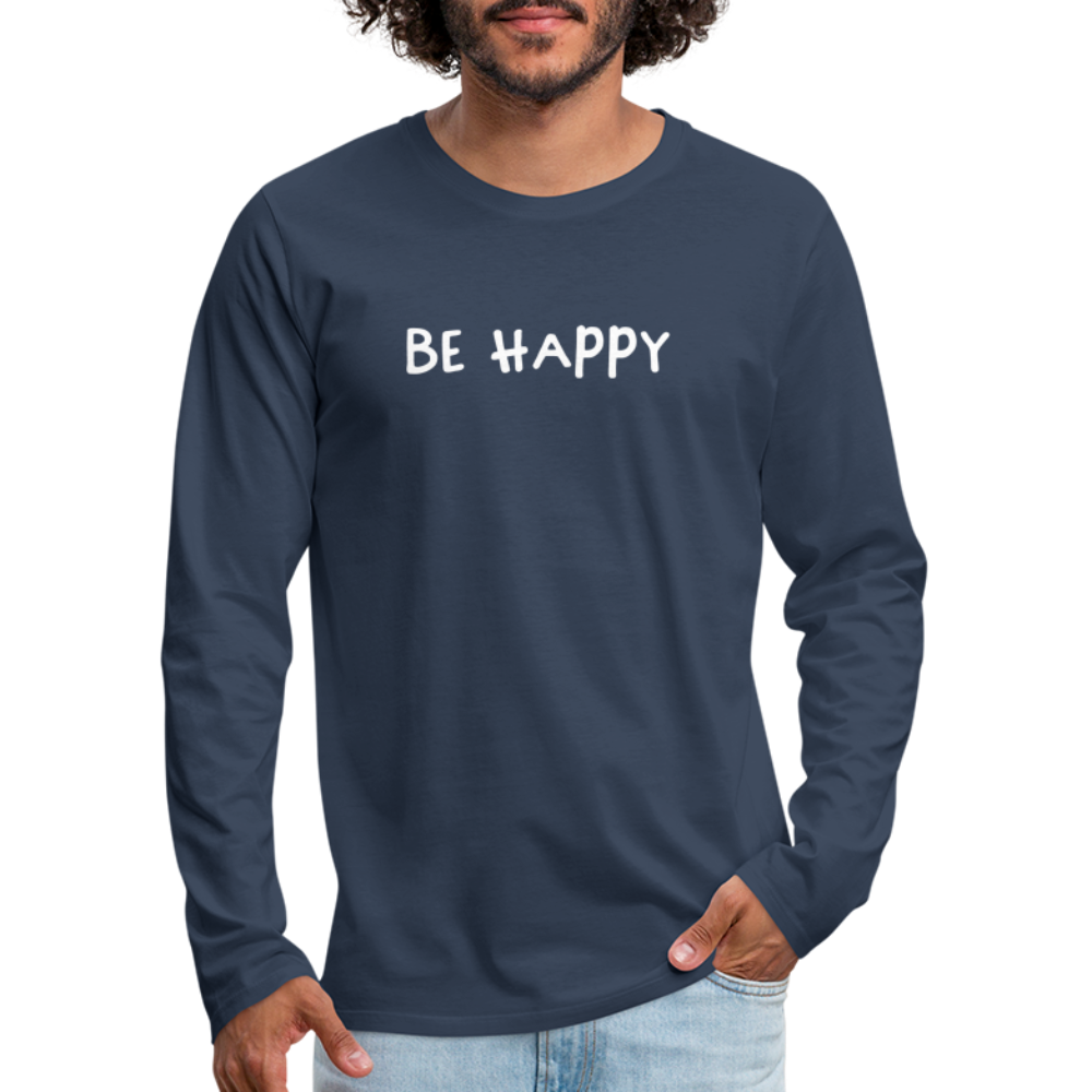 Be Happy - Männer Langarmshirt - Navy