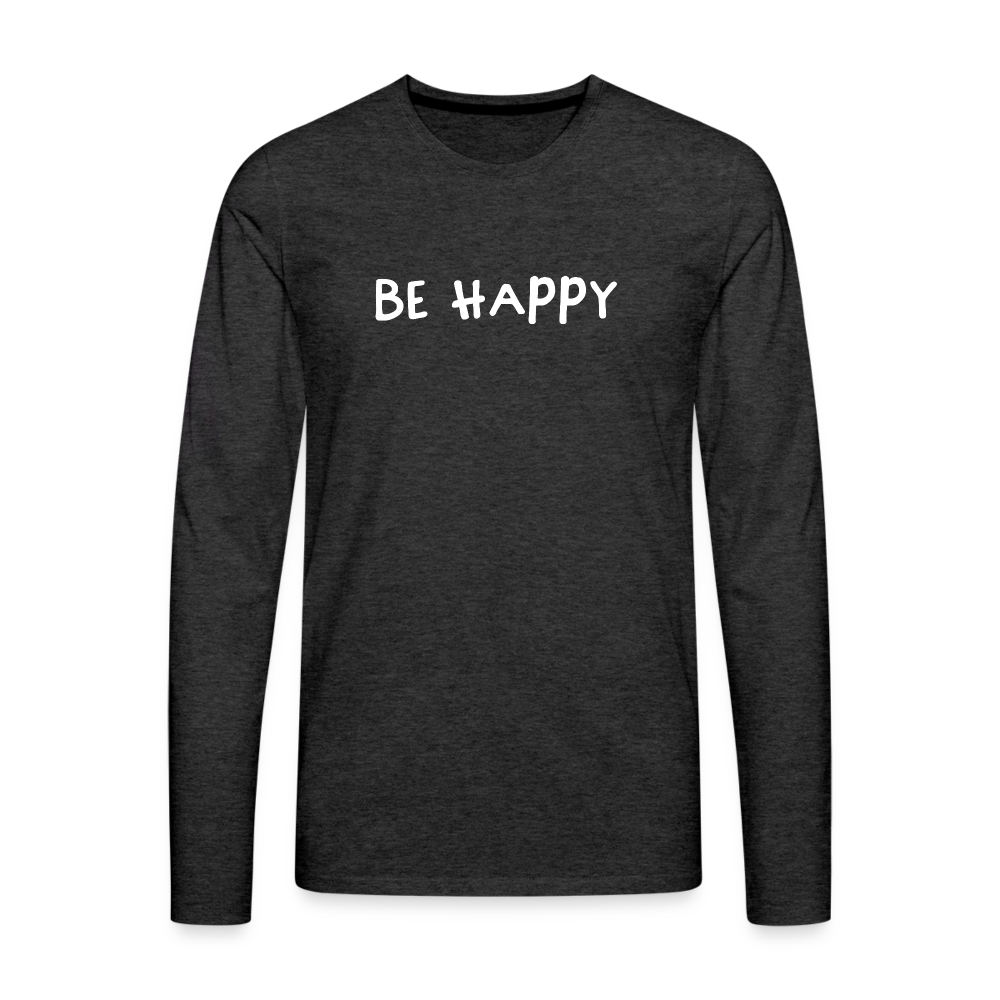 Be Happy - Männer Langarmshirt - Anthrazit