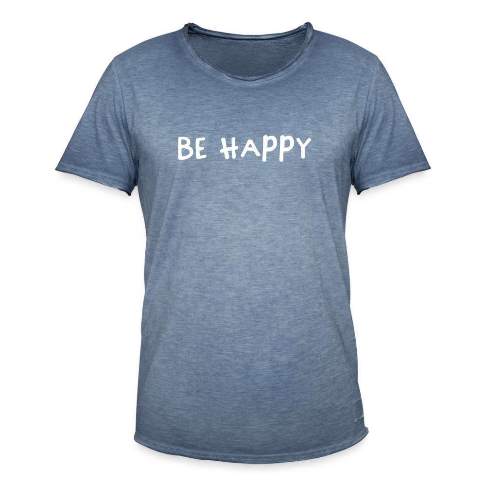 Be Happy - Männer Vintage T-Shirt - Vintage Denim