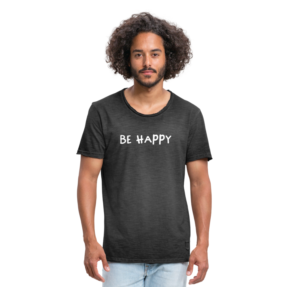 Be Happy - Männer Vintage T-Shirt - Vintage Schwarz