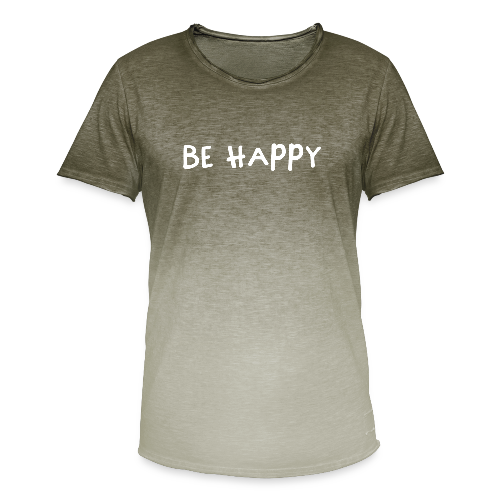 Be Happy - Männer T-Shirt mit Farbverlauf - Dip Dye Khaki