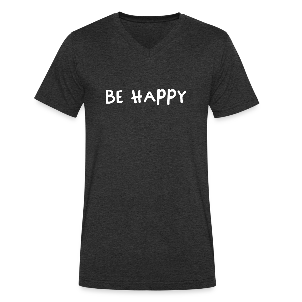 Be Happy - Männer T-Shirt mit V-Ausschnitt aus 100% Bio-Baumwolle - Anthrazit