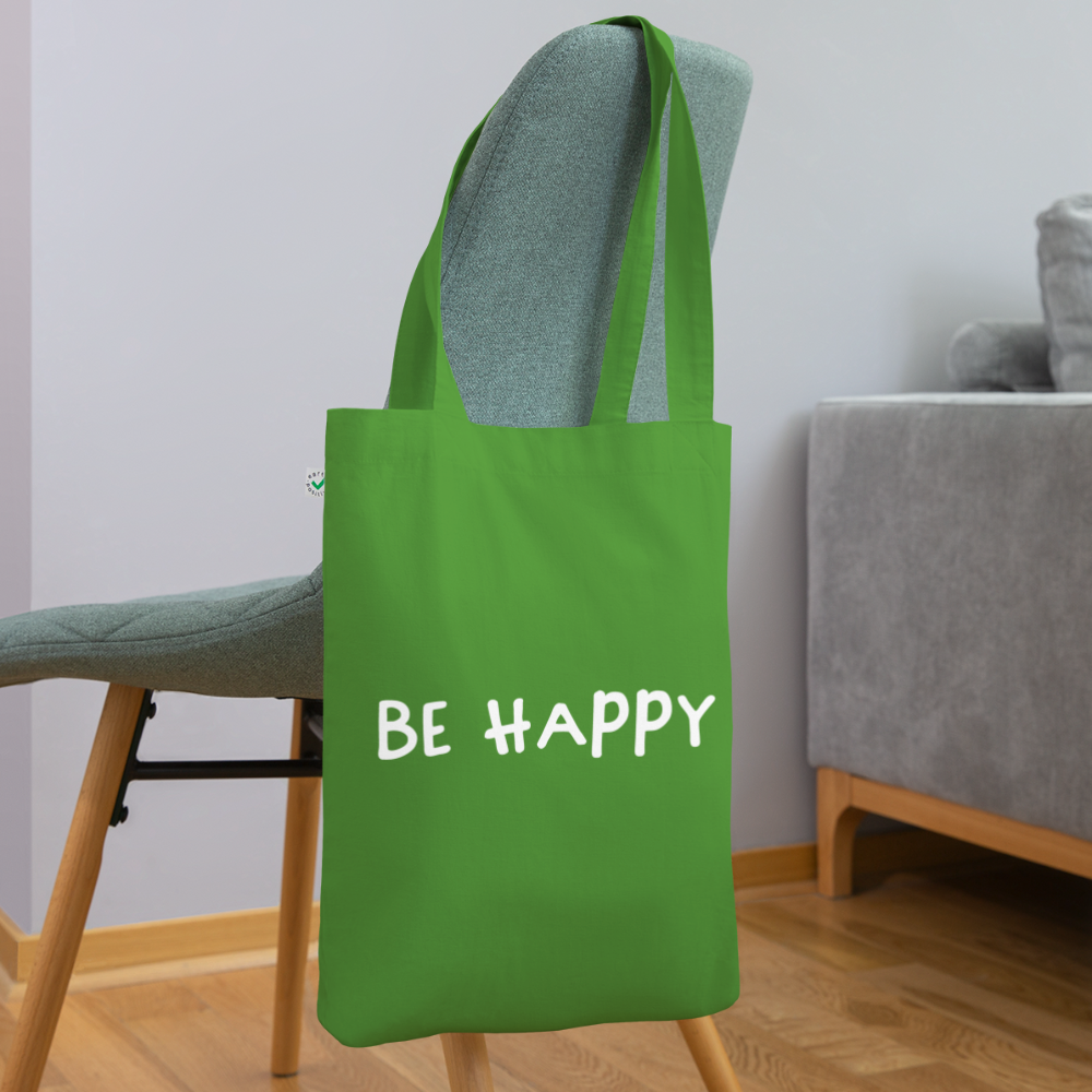 Be Happy - Stoffbeutel aus 100% Bio-Baumwolle - Blattgrün
