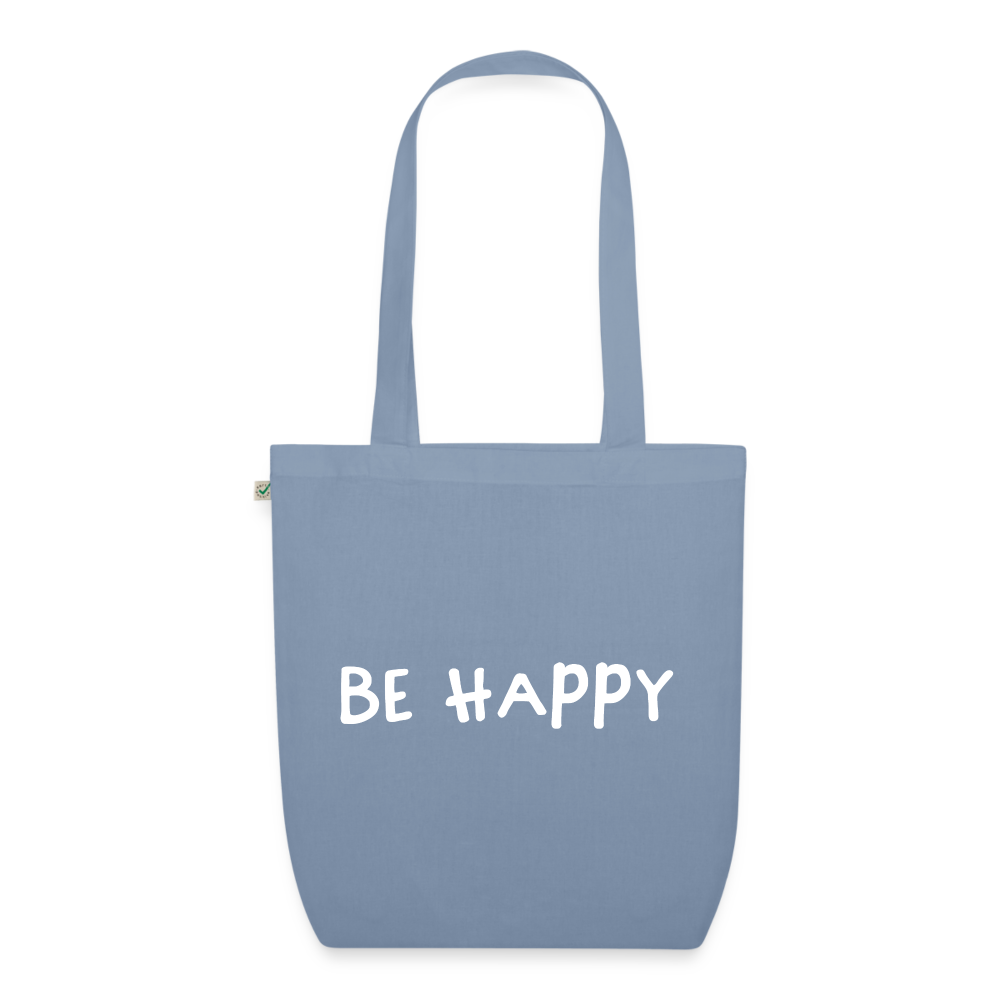 Be Happy - Stoffbeutel aus 100% Bio-Baumwolle - Blaugrau
