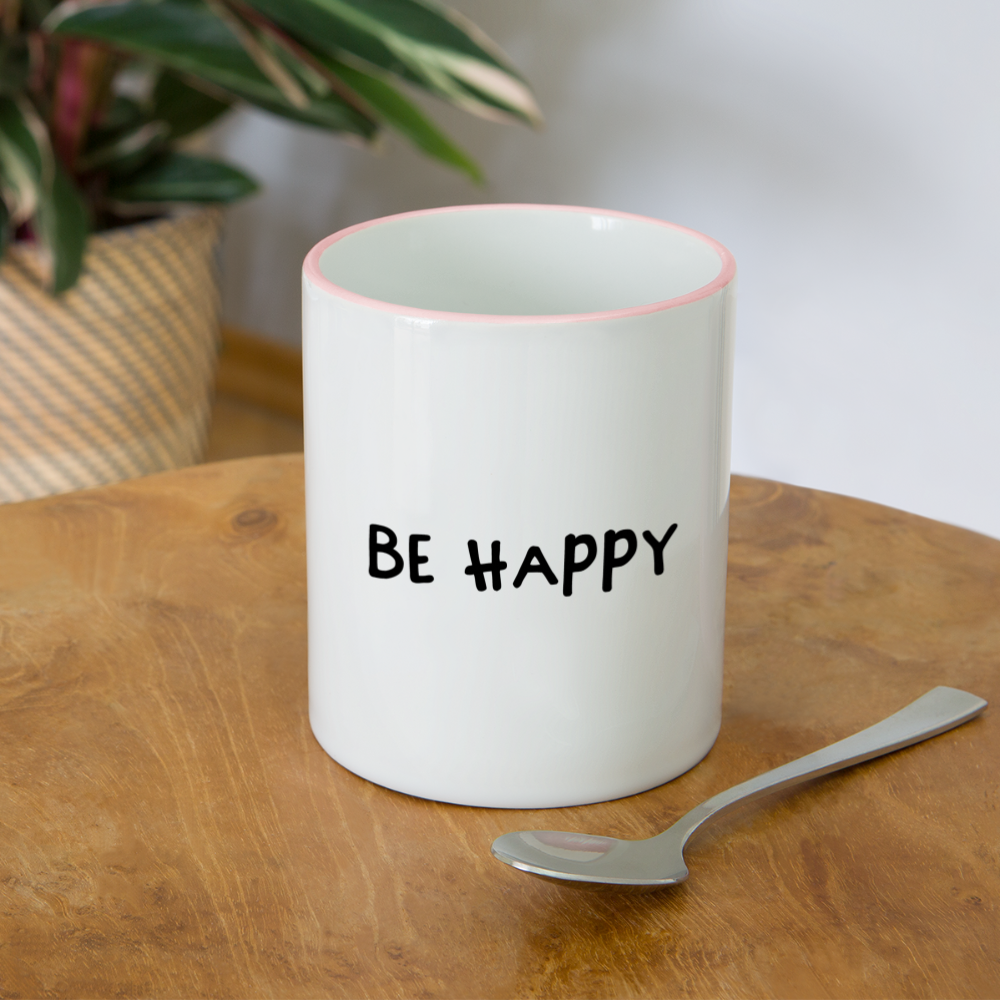 Be Happy - Tasse zweifarbig 325 ml - Weiß/Pink