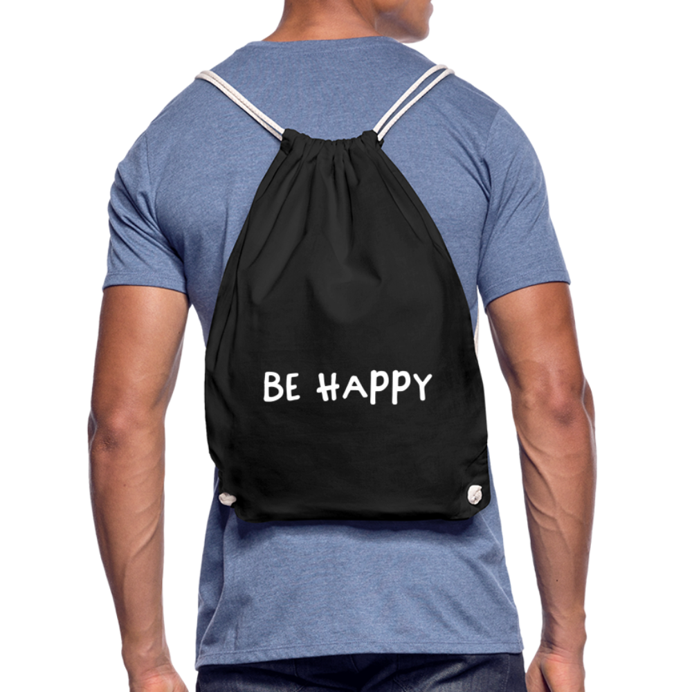 Be Happy - Turnbeutel aus 100% Baumwolle - Schwarz
