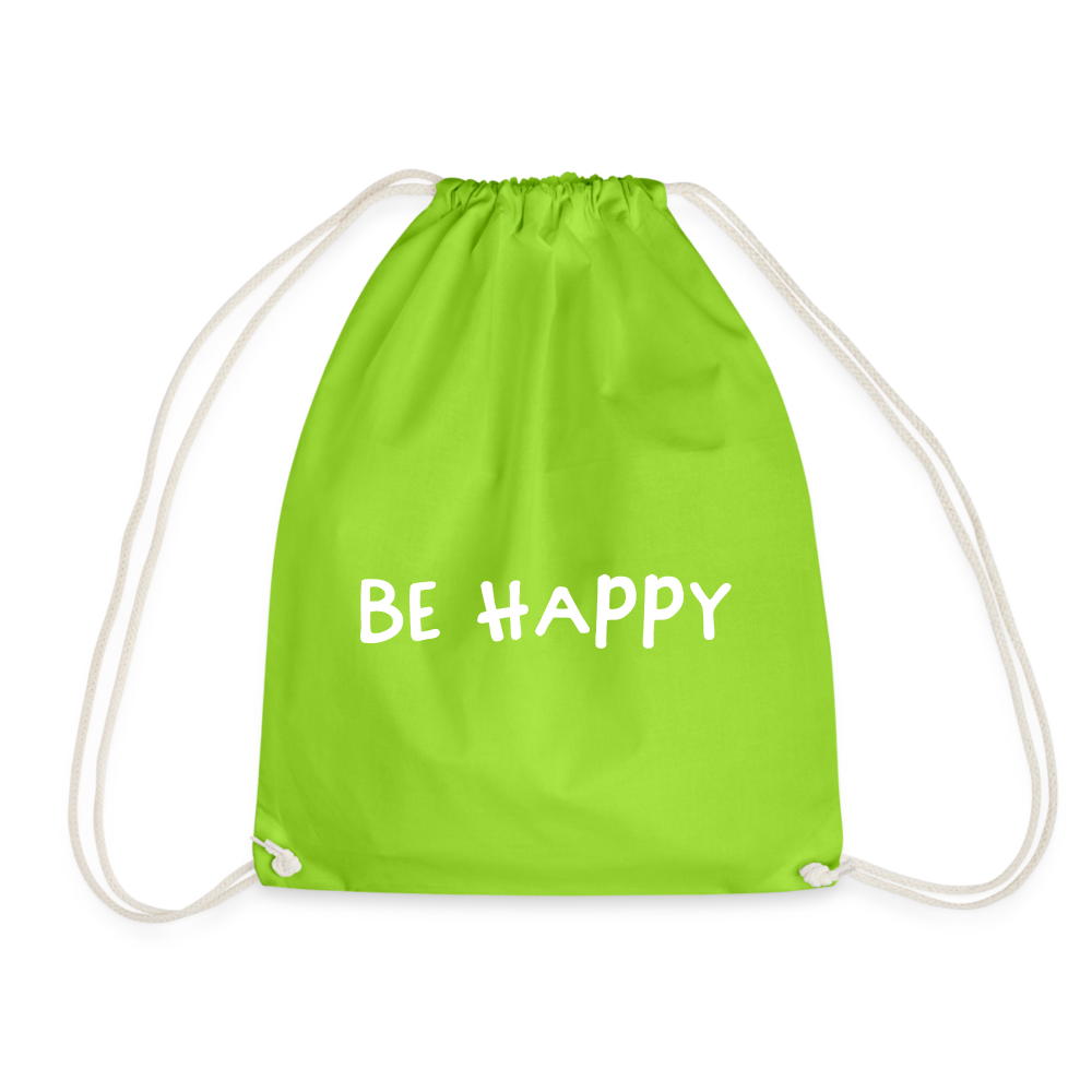 Be Happy - Turnbeutel aus 100% Baumwolle - Neongrün