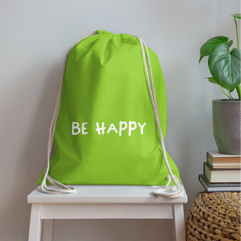 Be Happy - Turnbeutel aus 100% Baumwolle - Neongrün