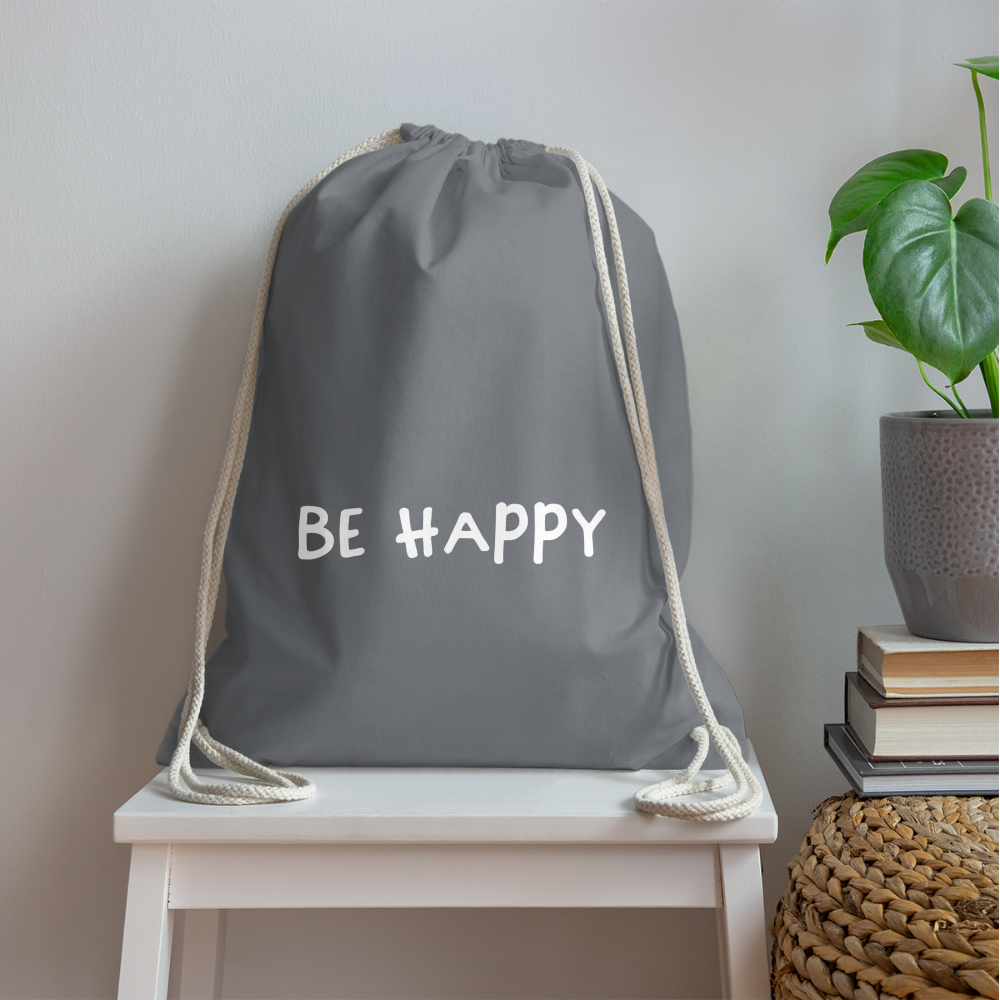 Be Happy - Turnbeutel aus 100% Baumwolle - Grau
