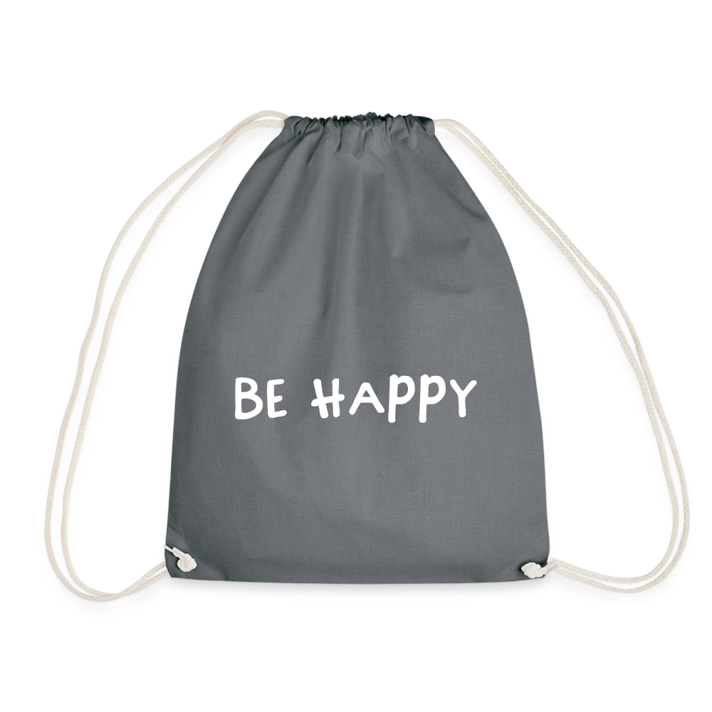 Be Happy - Turnbeutel aus 100% Baumwolle - Grau