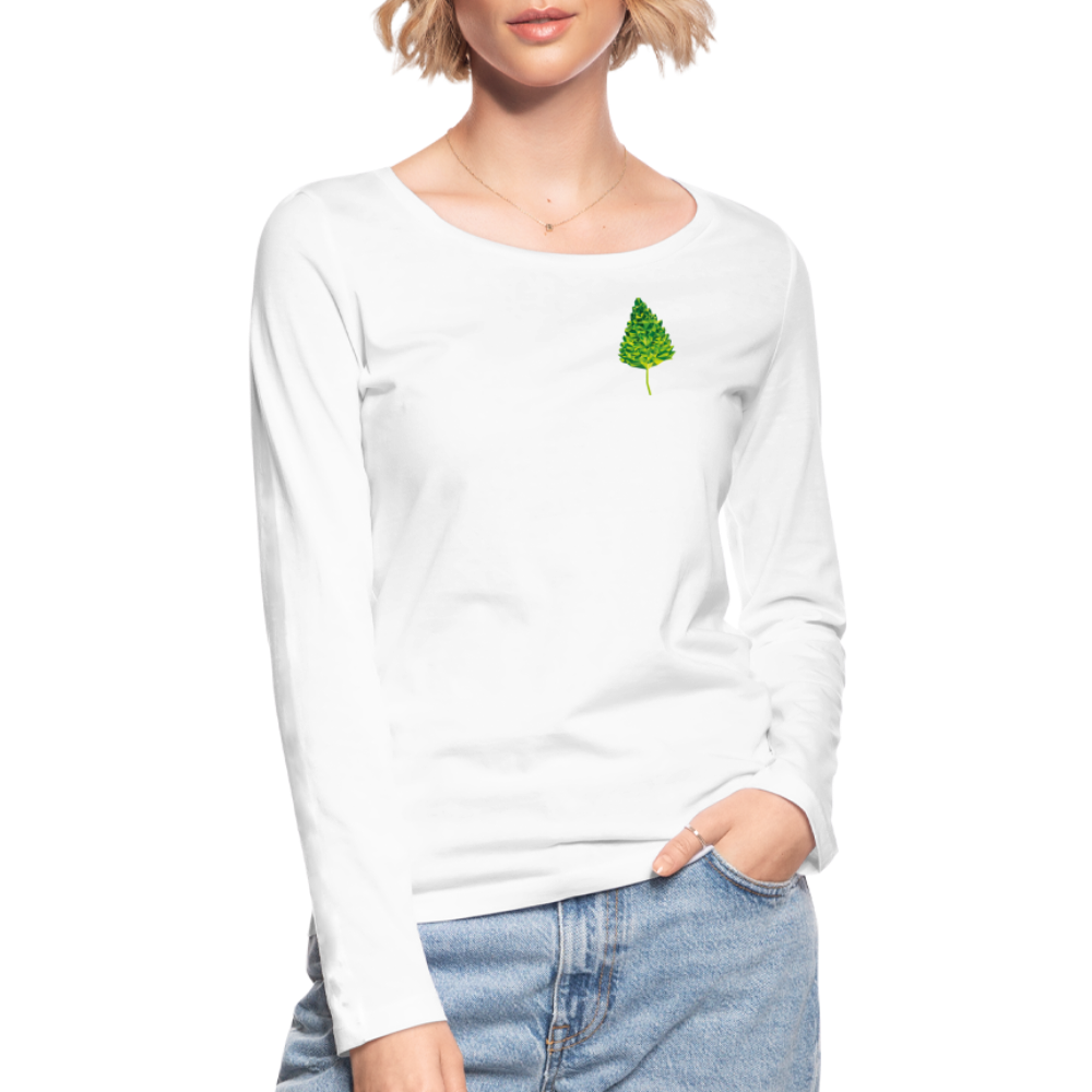Das Blatt - Frauen Langarmshirt aus 100% Bio-Baumwolle - weiß