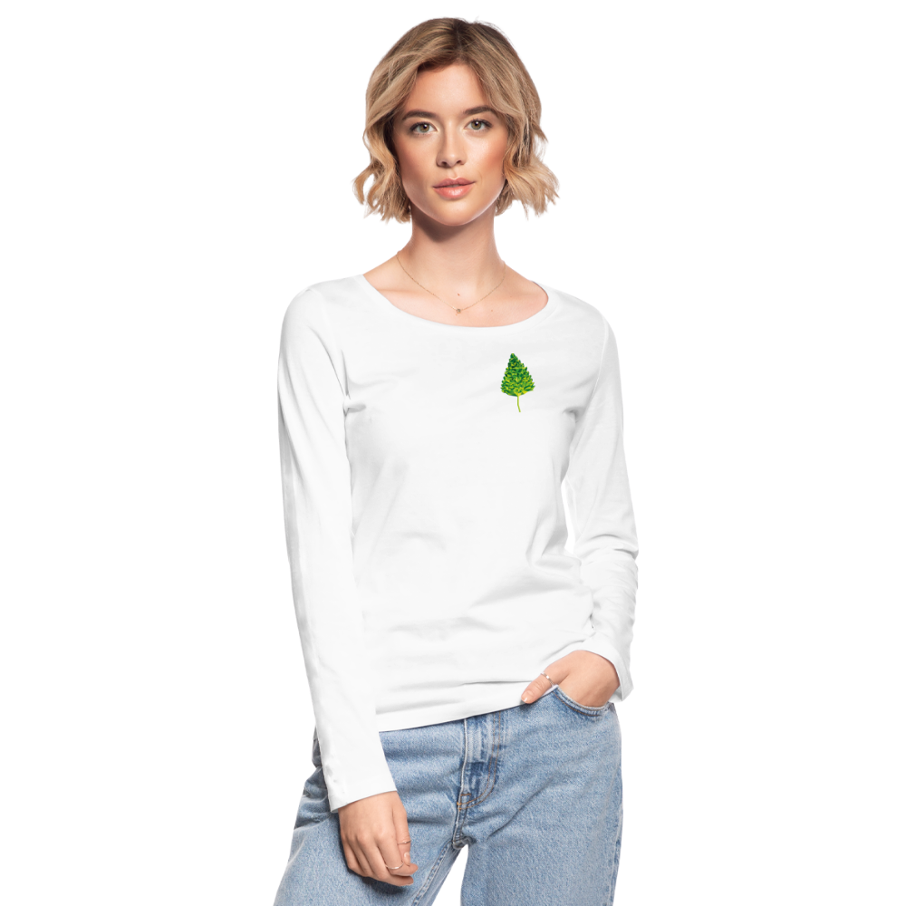 Das Blatt - Frauen Langarmshirt aus 100% Bio-Baumwolle - weiß