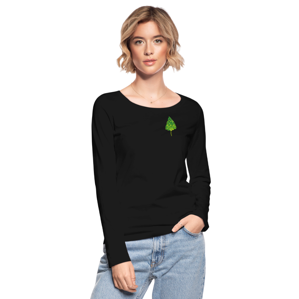 Das Blatt - Frauen Langarmshirt aus 100% Bio-Baumwolle - Schwarz