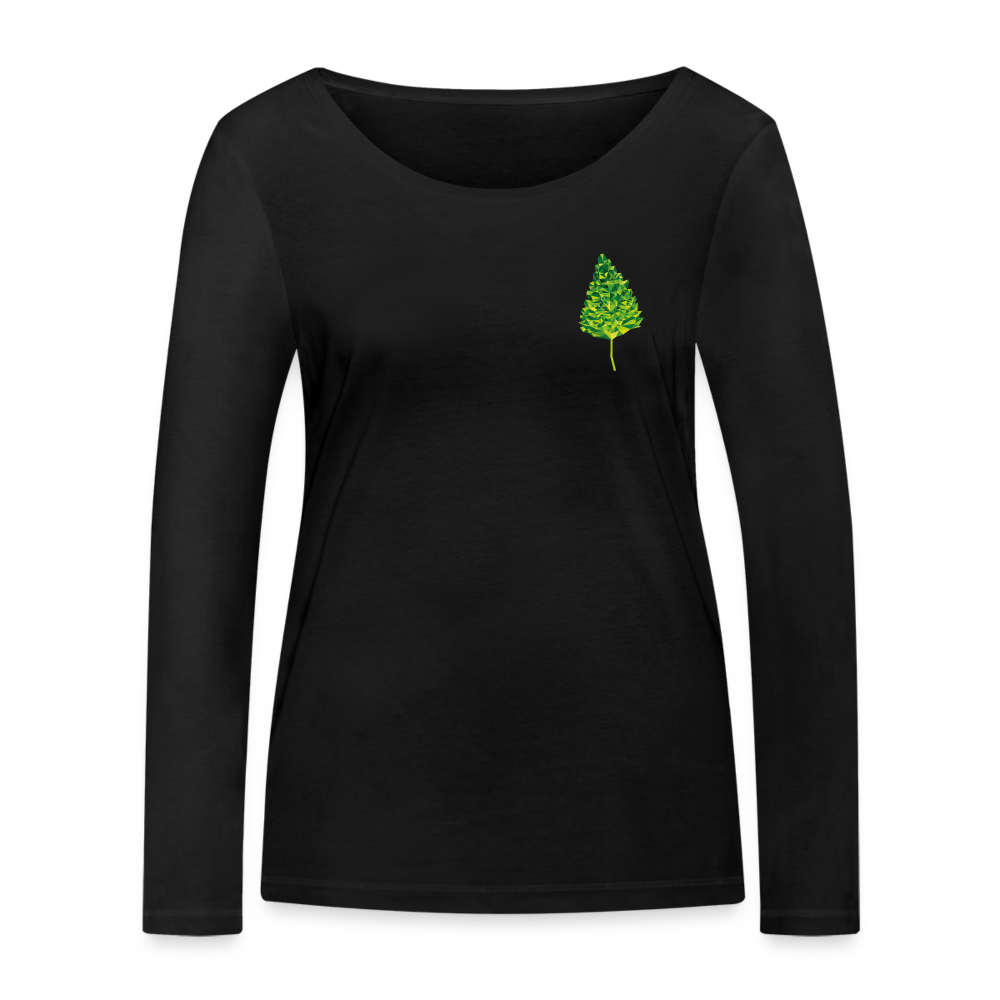 Das Blatt - Frauen Langarmshirt aus 100% Bio-Baumwolle - Schwarz