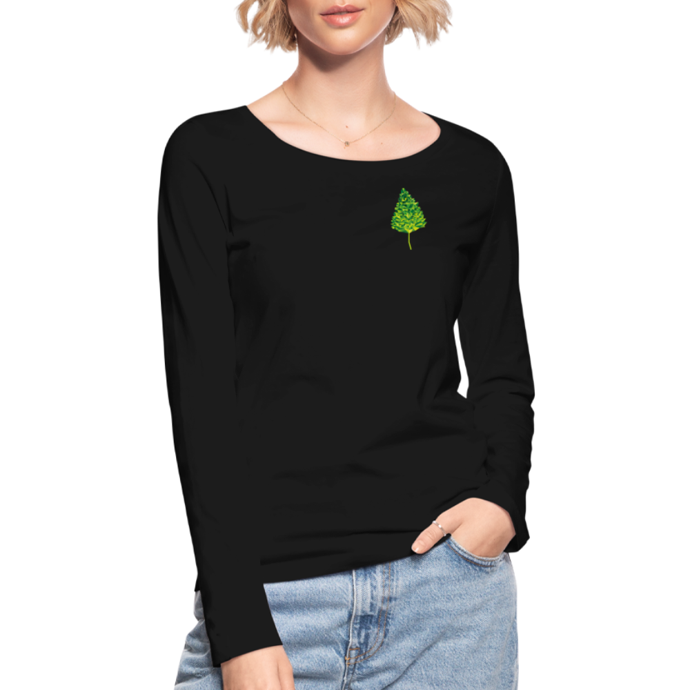 Das Blatt - Frauen Langarmshirt aus 100% Bio-Baumwolle - Schwarz