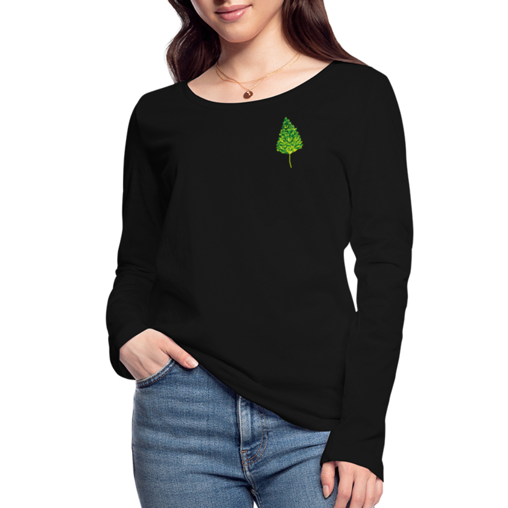 Das Blatt - Frauen Langarmshirt aus 100% Bio-Baumwolle - Schwarz